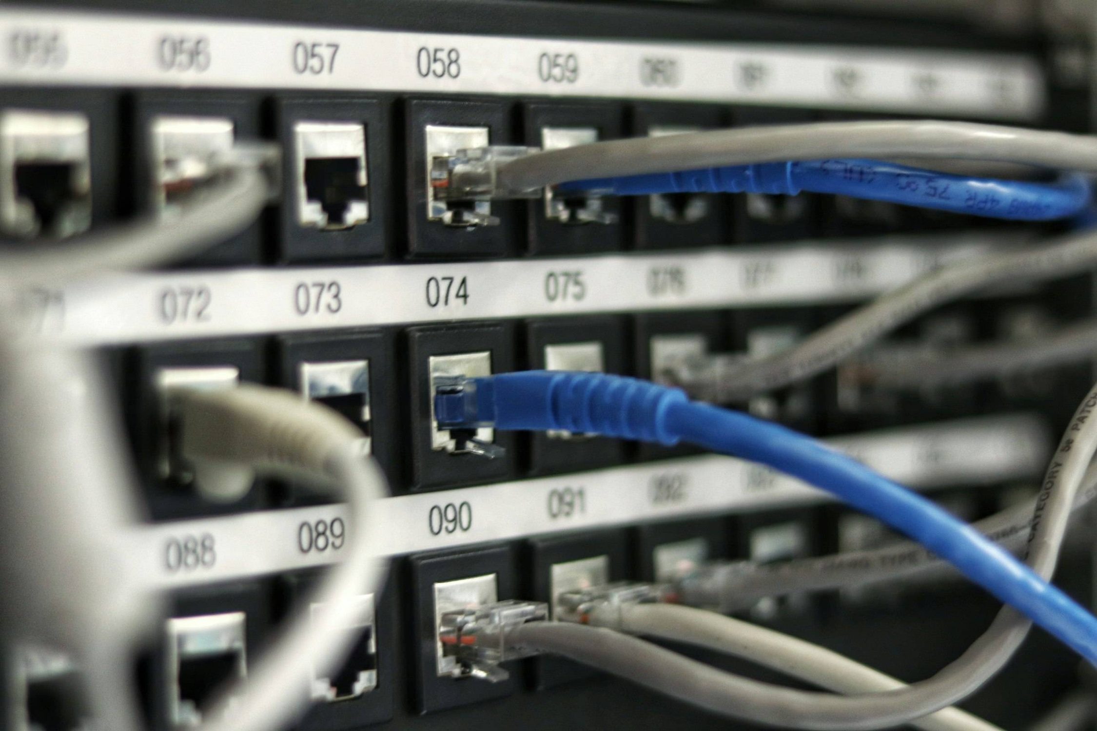 Structured cabling terminated into a numbered patch panel